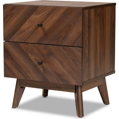 Hartman 2 Drawer Nightstand in Walnut Finish Wood