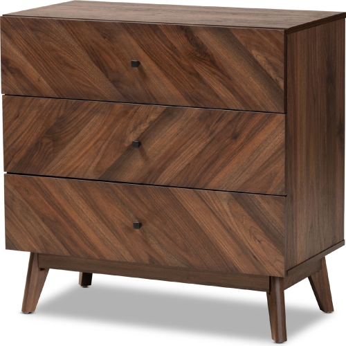 Hartman 3 Drawer Storage Chest in Walnut Finish Wood