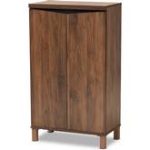 Talon 2 Door Shoe Storage Cabinet in Dark Gray & Walnut Finish Wood