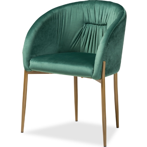 Ballard Dining Chair in Green Velvet & Gold Metal