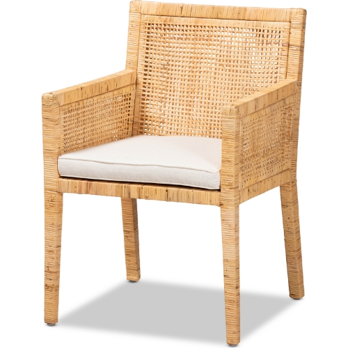 Karis Dining Chair in Natural Finish Wood & Rattan