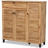 Coolidge 3 Door Shoe Storage Cabinet in Oak Brown Finish