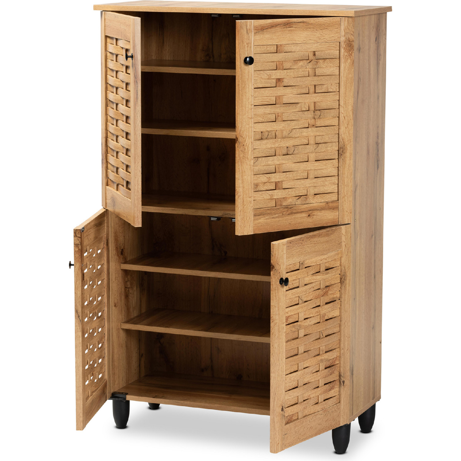 Baxton SC864574 B-Wotan Oak Winda 4 Door Shoe Storage Cabinet in