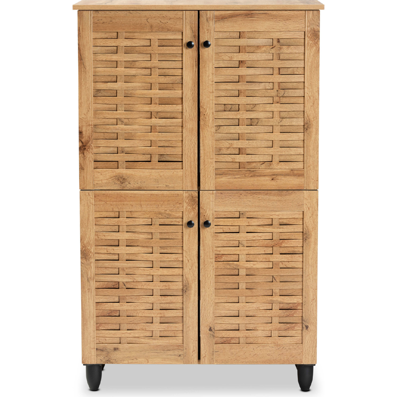 Baxton SC864574 B-Wotan Oak Winda 4 Door Shoe Storage Cabinet in