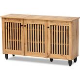 Fernanda 3 Door Shoe Storage Cabinet in Oak Brown Finish