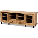 Walda 70" TV Stand in Oak Brown Finish Wood