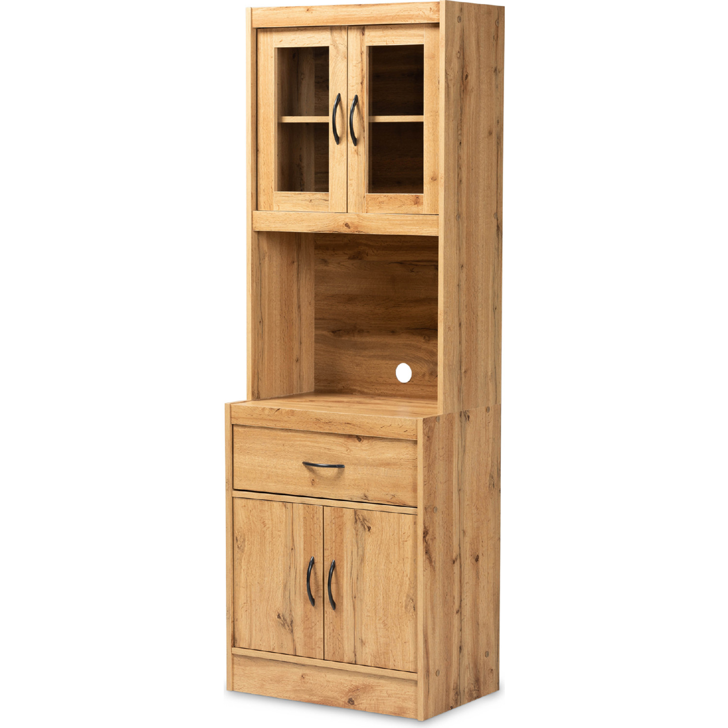 Baxton WS883200Wotan Oak Laurana Kitchen & Hutch in Oak Brown Wood