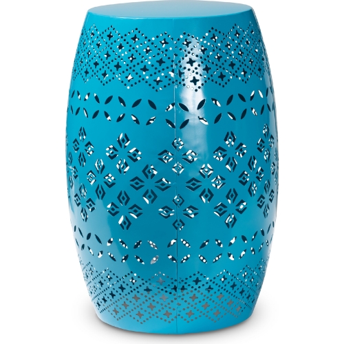 Lavinia Outdoor Side Table in Blue Metal