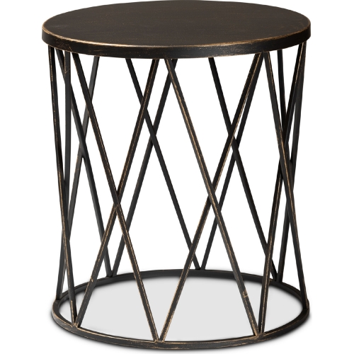 Finnick End Table in Antique Black Metal