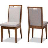 Octavia Dining Chair in Gray Fabric & Walnut Finish (Set of 2)