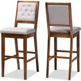 Gideon Bar Stool in Gray Fabric & Walnut Finish Wood (Set of 2)