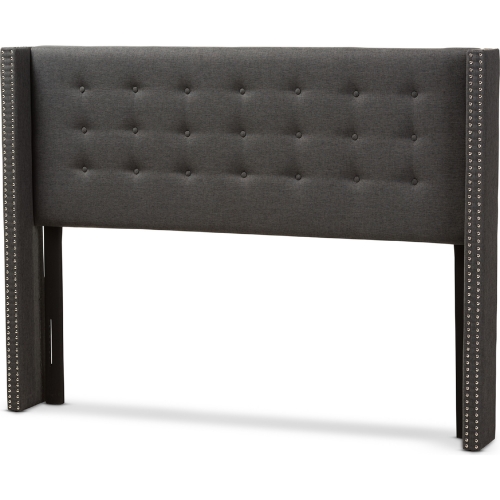 Ginaro King Winged Headboard in Tufted Dark Gray Fabric