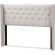Ally King Winged Headboard in Tufted Gray Beige Fabric withNailhead