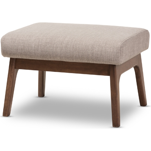 Bianca Ottoman in Gray Fabric & Walnut