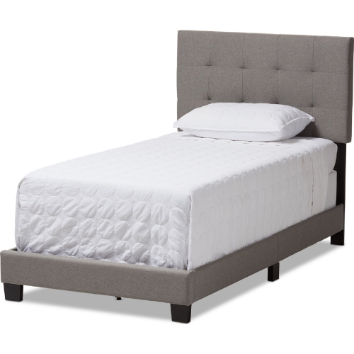 Brookfield Twin Bed in Tufted Gray Fabric