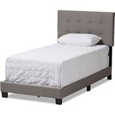 Brookfield Twin Bed in Tufted Gray Fabric