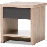 Jamie 1 Drawer 1 Shelf Nightstand in Oak Finish & Gray Wood