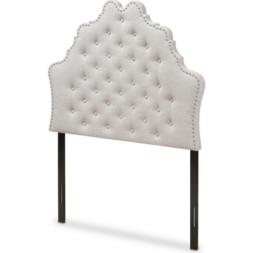 Hilda Twin Headboard in Tufted Gray Beige Fabric
