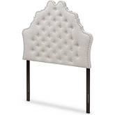 Hilda Twin Headboard in Tufted Gray Beige Fabric