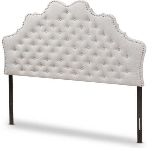 Hilda Queen Headboard in Tufted Gray Beige Fabric
