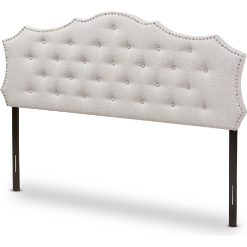 Aurora Queen Headboard in Tufted Gray Beige Fabric