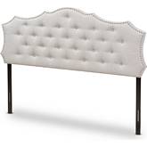 Aurora Queen Headboard in Tufted Gray Beige Fabric