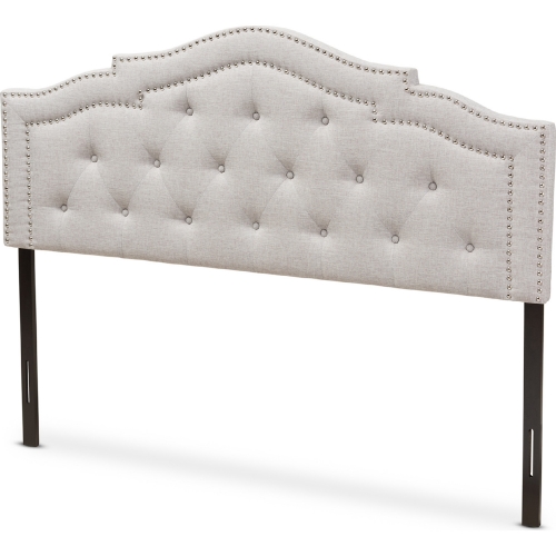 Edith King Headboard in Tufted Gray Beige Fabric