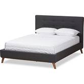 Valencia Full Platform Bed in Tufted Dark Gray Fabric