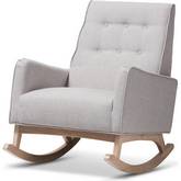 Marlena Rocking Chair in Tufted Gray Beige Fabric & White Wash