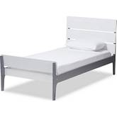 Nereida Twin Platform Bed in White & Gray Wood