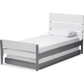 Nereida Twin Platform Bed with Trundle in White & Gray Wood