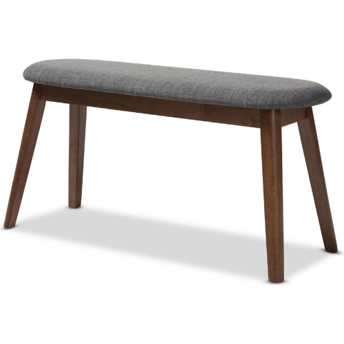 Easton Dining Bench in Dark Gray Fabric & Walnut Finish