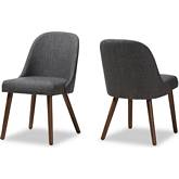 Cody Dining Chair in Dark Gray Fabric & Walnut Finish (Set of 2)