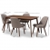 Cody 5 Piece Dining Set in Light Gray Fabric Walnut Finish Wood