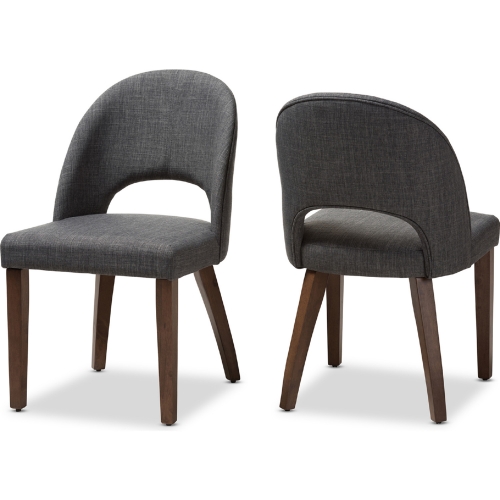 Wesley Dining Chair in Dark Gray Fabric & Walnut Finish (Set of 2)
