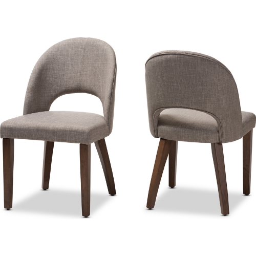 Wesley Light Gray Fabric Walnut Finish Wood Dining Chair (Set of 2)