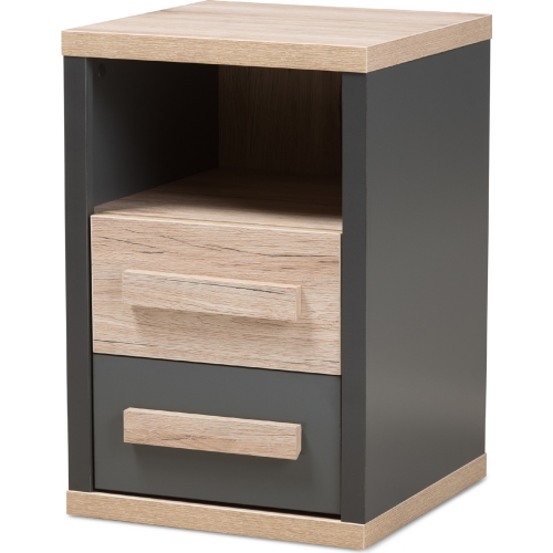 Pandora 2 Drawer Nightstand in Gray & Oak Finish