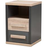 Pandora 2 Drawer Nightstand in Gray & Oak Finish