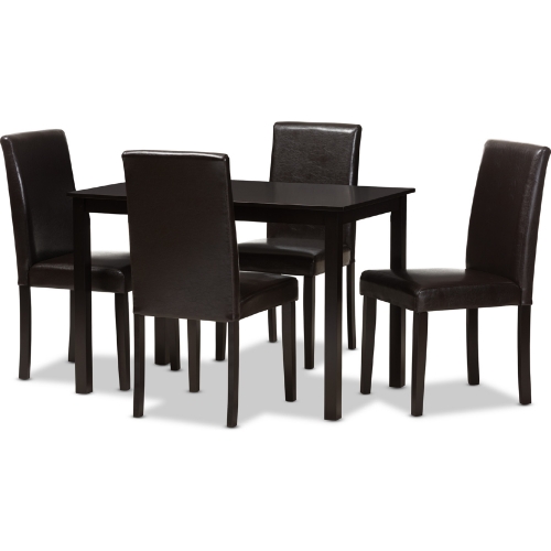 Mia 5 Piece Dining Set in Dark Brown Leatherette