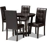 Vida 5 Piece Dining Set in Brown Leatherette & Wood