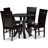Nada 5 Piece Dining Set in Brown Leatherette & Wood