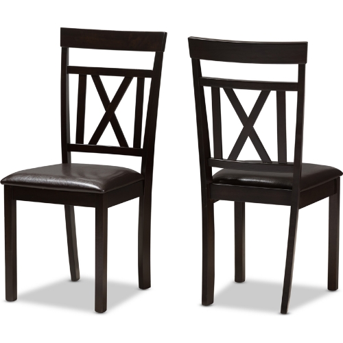 Rosie Dining Chair in Dark Brown Leatherette (Set of 2)