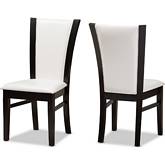 Adley Dining Chair in White Leatherette & Dark Brown Finish (Set of 2)