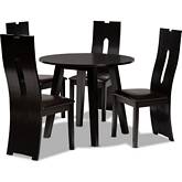 Torin 5 Piece Dining Set in Brown Leatherette & Wood