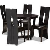 Sorley 5 Piece Dining Set in Brown Leatherette & Wood
