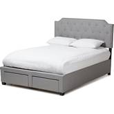 Aubrianne Queen Storage Bed in Tufted Gray Fabric