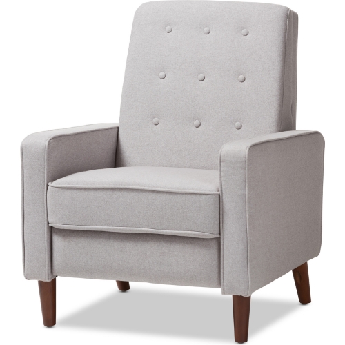 Mathias Manual Recliner in Tufted Light Gray Fabric