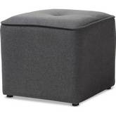 Corinne Ottoman in Tufted Dark Gray Fabric