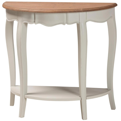 Cordelia Console Table in Natural Wood & Greyish Beige