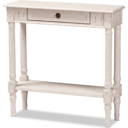 Ariella 1 Drawer Console Table in White Wash Wood